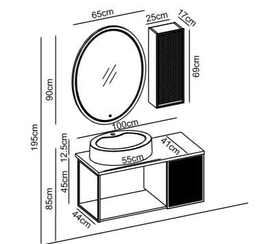 NOVELLI 100 V31 Metal Doors, MDF Sides, Acrimer Elipso Washbasin