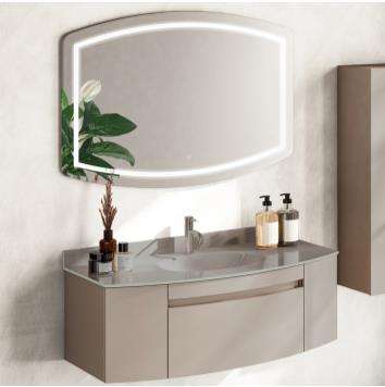 ROSALINE 39120 V32: M. Sand Lacquer Doors & Sides, Sand Glass Washbasin