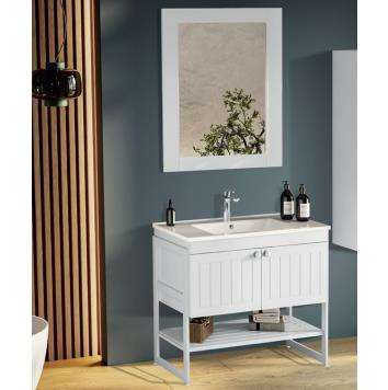 EFES 4685 V31 White Lacquer Door, White MDF Sides, Ceramic Washbasin