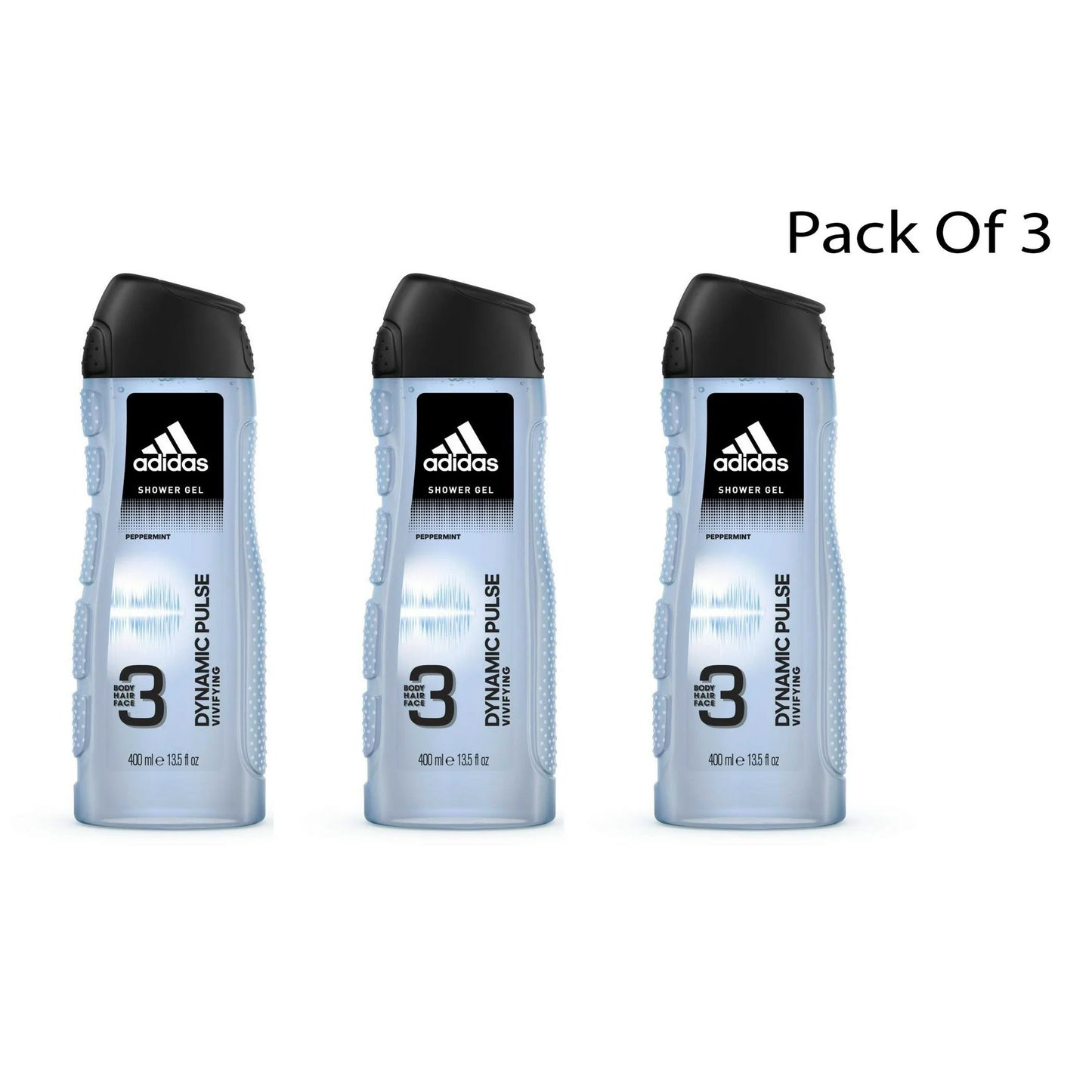 Adidas Dynamic Pulse 3-Pack Shower Gel for Body, Face & Hair – 13.5 oz Each, Refreshing Citrus Cedar Mint Scent