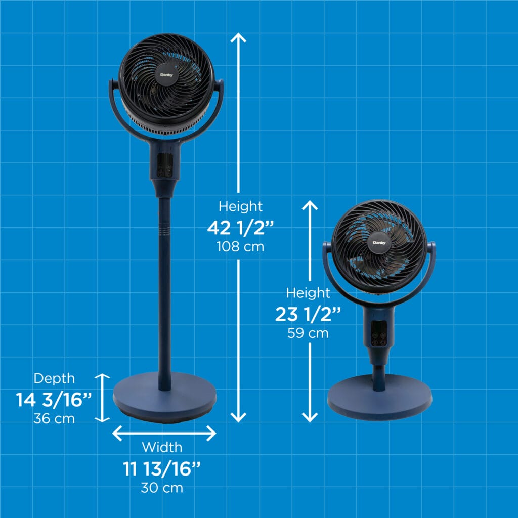 Danby 7" Ultra Quiet 9-Speed Air Circulator Fan – Midnight Blue with DC Motor, Remote & Aromatherapy