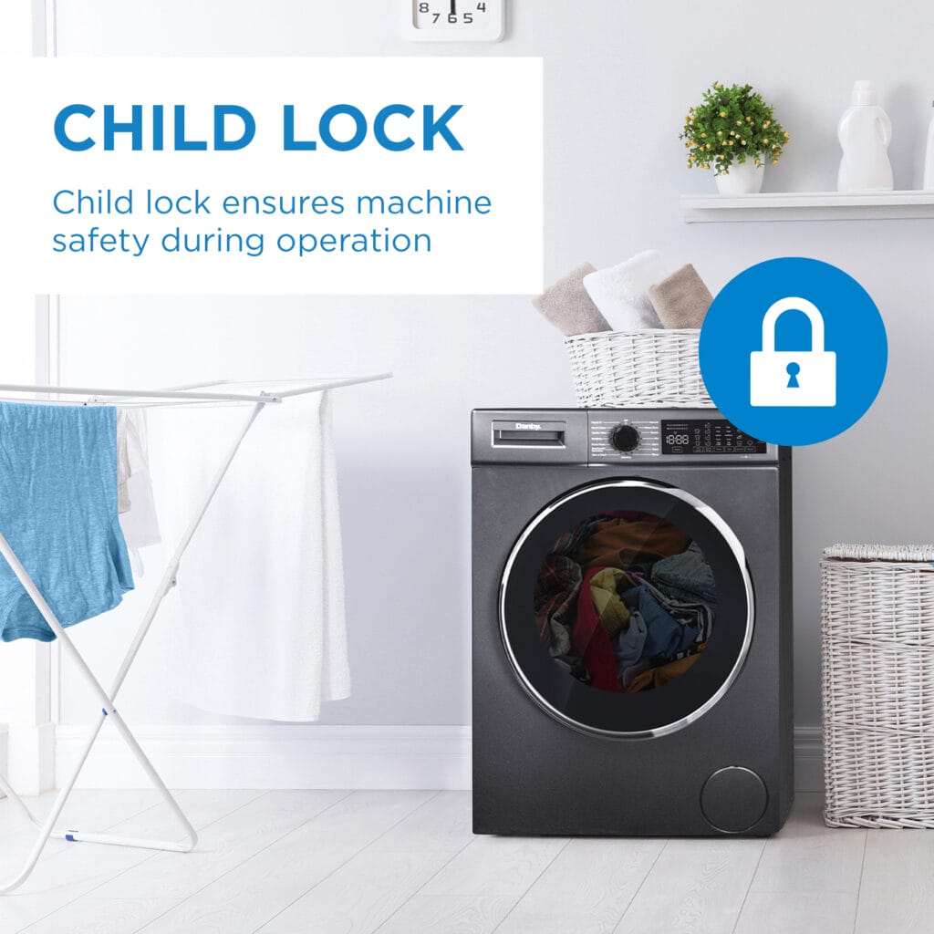 Danby 24-Inch 2.2 cu. ft. Stackable Front Load Washer with Steam – Dark Silver, 15 Cycles, 1400 RPM, ENERGY STAR®