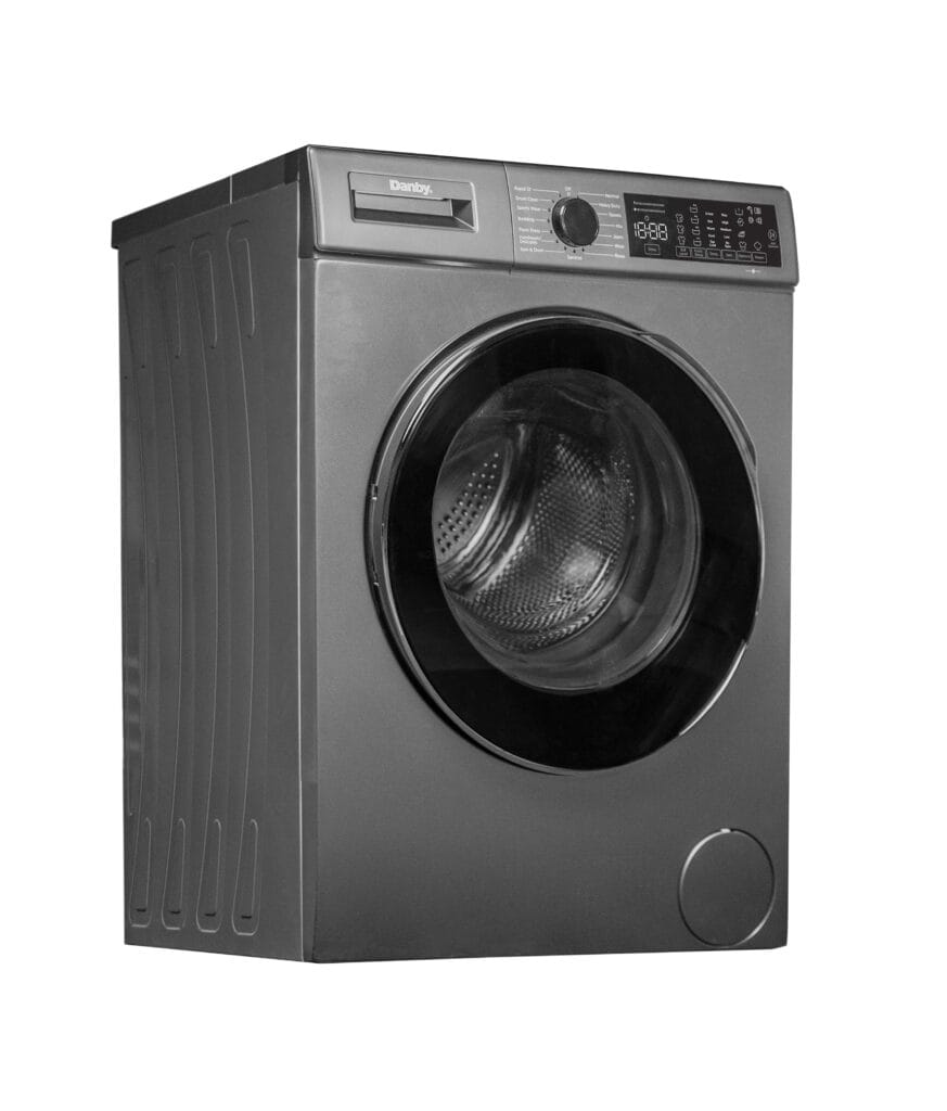 Danby 24-Inch 2.2 cu. ft. Stackable Front Load Washer with Steam – Dark Silver, 15 Cycles, 1400 RPM, ENERGY STAR®