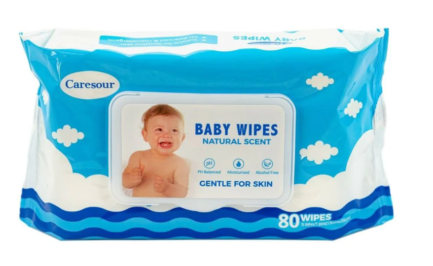 Caresour Baby Wipes – Natural Scent, 80ct Pack, Extra Thick & Hypoallergenic for Sensitive Skin
