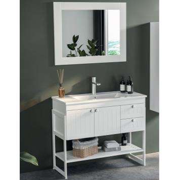 EFES 46100 V31: White Lacquer Doors, Melamine MDF, Ceramic Washbasin