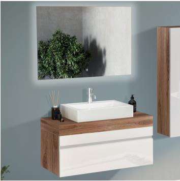 MAYA 39100 V32 White Lacquer Doors, Melamine MDF Sides, Acrimer Washbasin