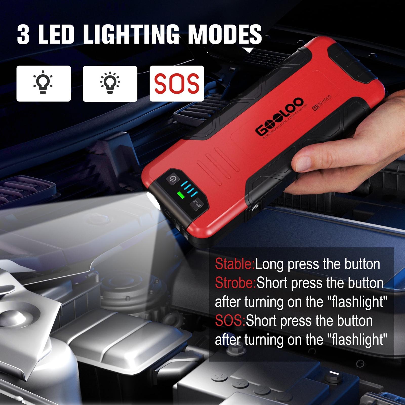 GOOLOO GE4500 4500A Peak 12V Portable Car Battery Jump Starter