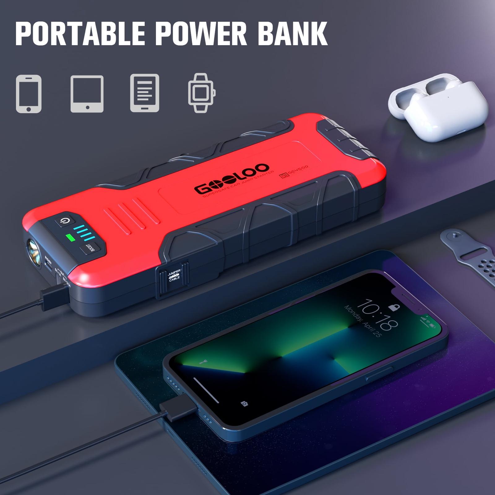 GOOLOO GE4500 4500A Peak 12V Portable Car Battery Jump Starter