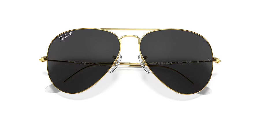 Ray-Ban RB3026 Aviator Large Metal II Sunglasses – Gold Frame with Green Lenses