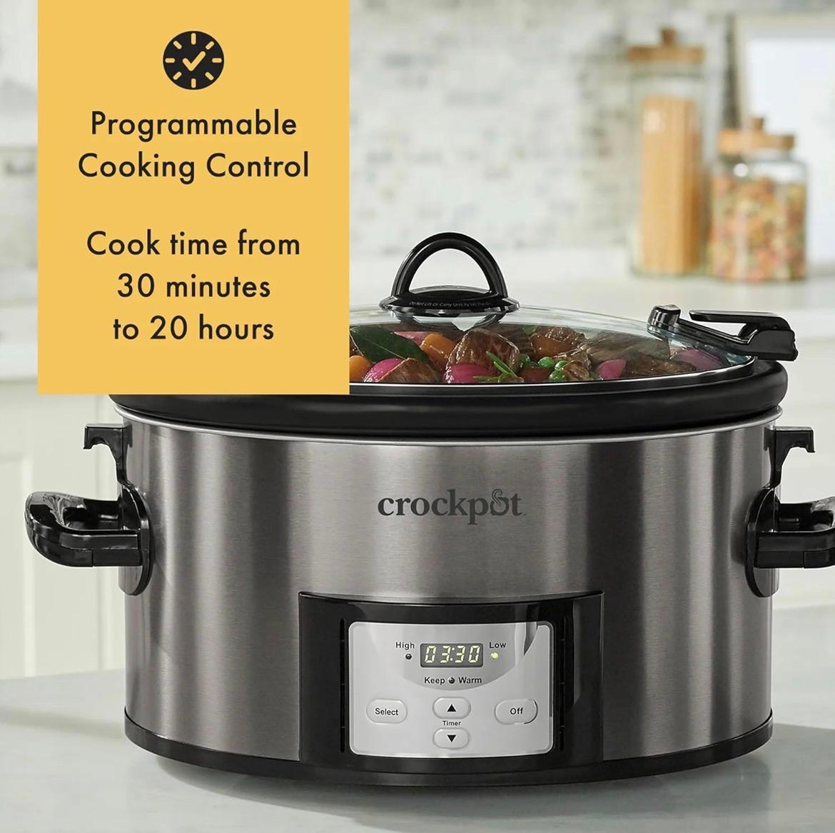 Crock-Pot® 7-Quart Easy-to-Clean Cook & Carry® Slow Cooker, Black Stainless Steel