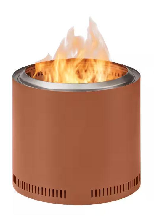19" Low Smoke Stainless Steel Outdoor Fire Pit – Portable, Burnt Orange Wood Burning