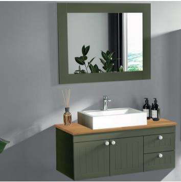 EFES 46100 V35 Vanity - Haki Lacquer, Solid White Counter, Washbasin