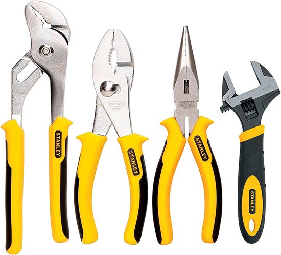 STANLEY 4-Piece Pliers and Wrench Set – Durable Hand Tools
