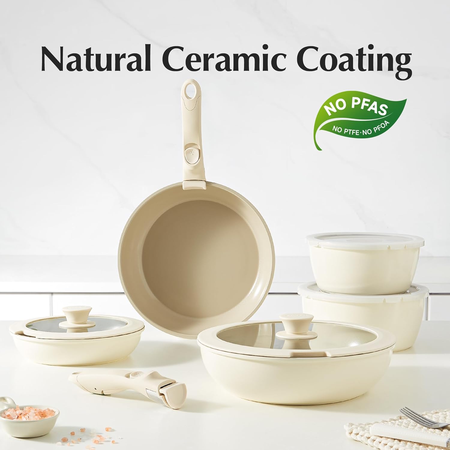 Redchef Pots and Pan Set Non Stick, 16Piece Ceramic Cookware Set