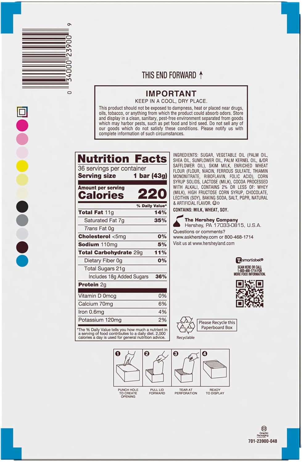 HERSHEY'S Cookies 'N' Crème Chocolate Bars – 36 Count