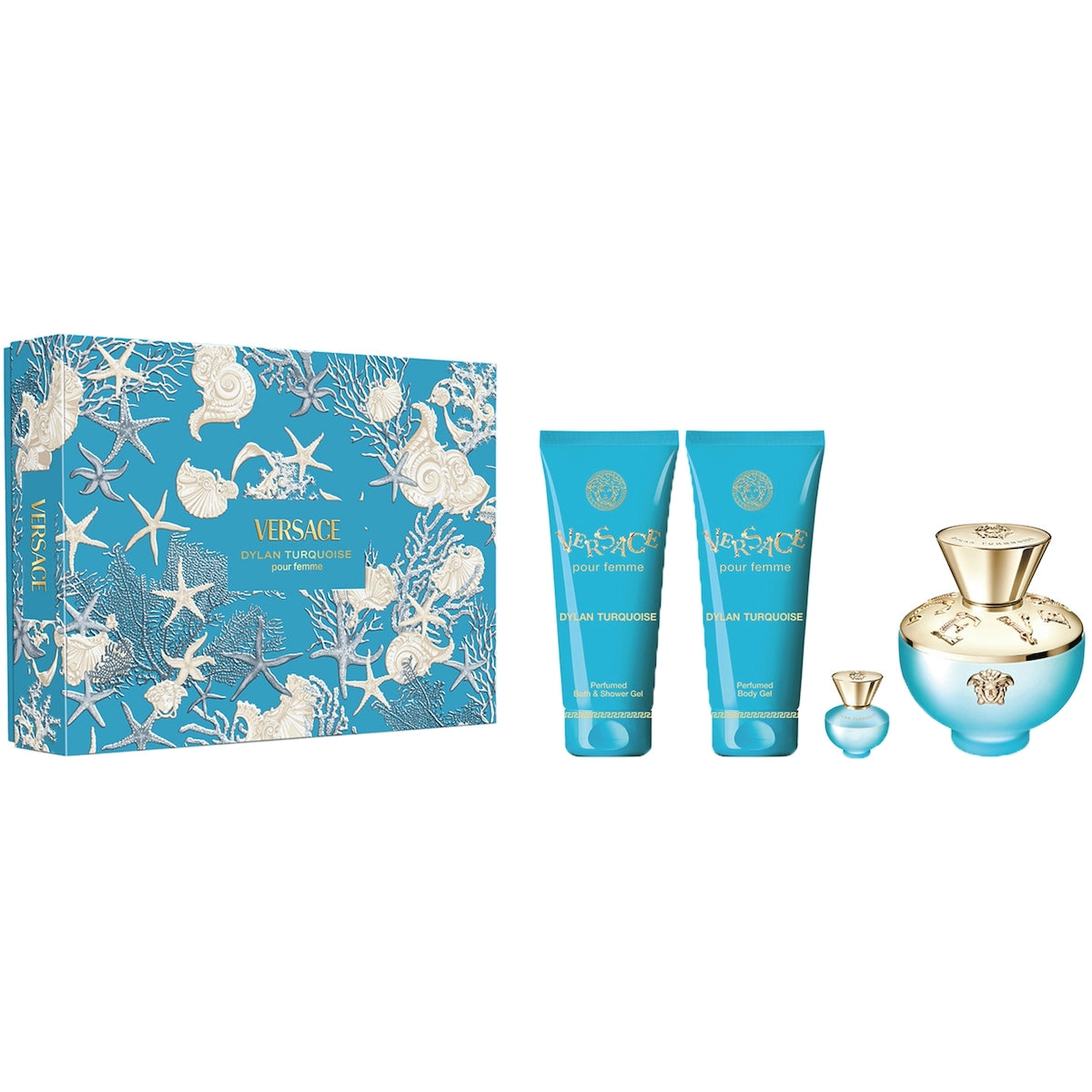 Versace Dylan Turquoise Eau de Toilette Gift Set – 100ml + 3-Piece Set