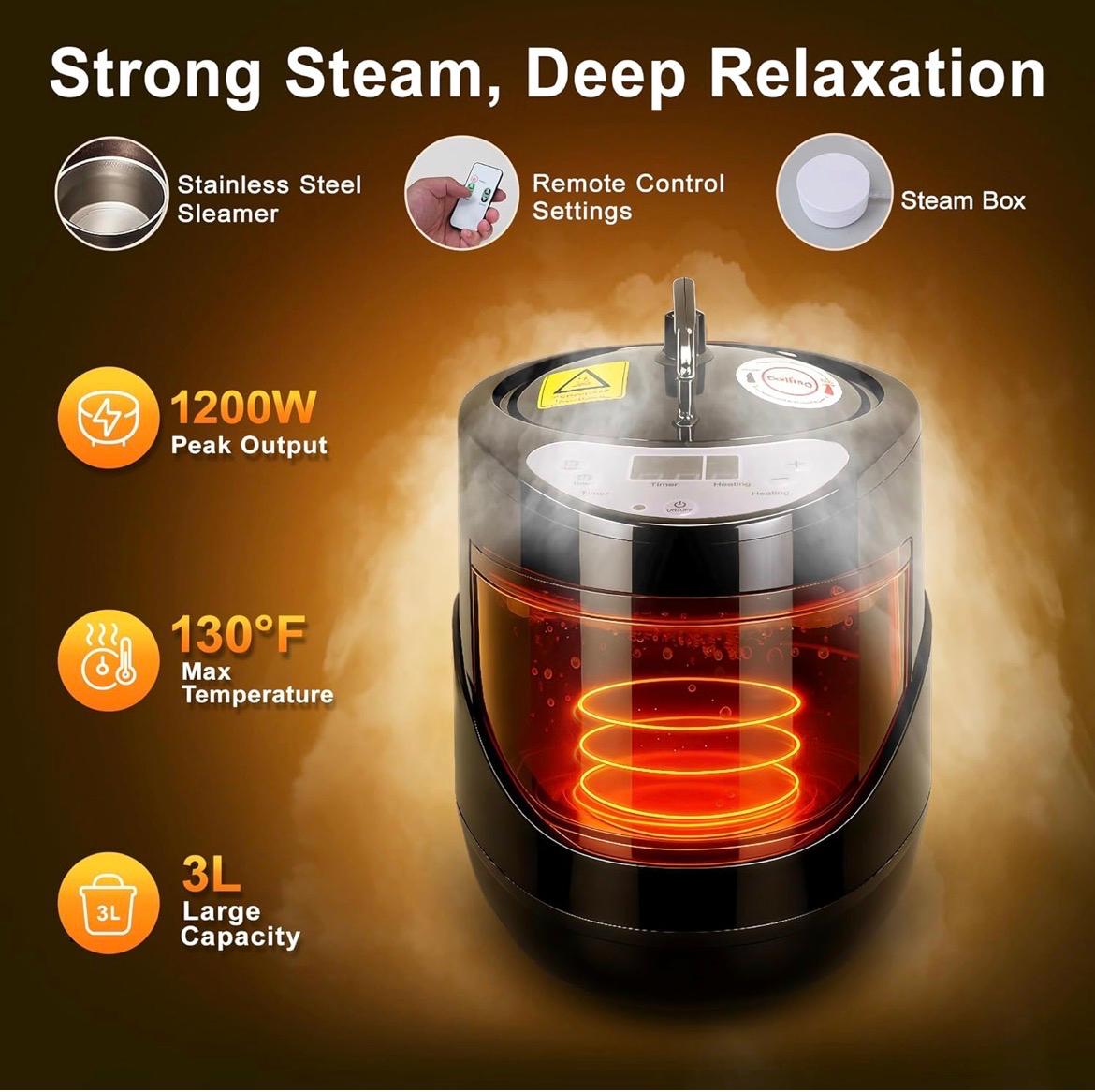 HyberVital Sauna Box, Portable Steam Sauna, with 3.0L Steamer for Full Body SPA