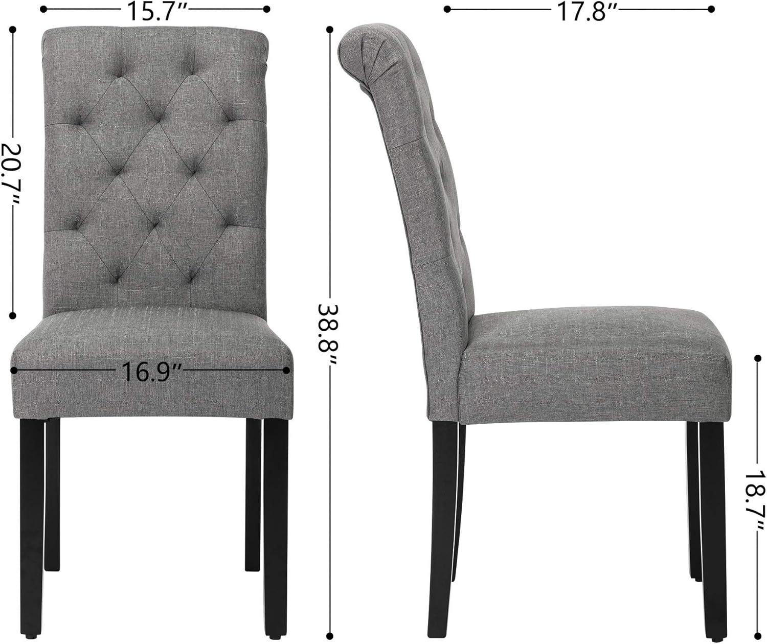 NOBPEINT Grey Tufted Dining Chair – Upholstered High Back