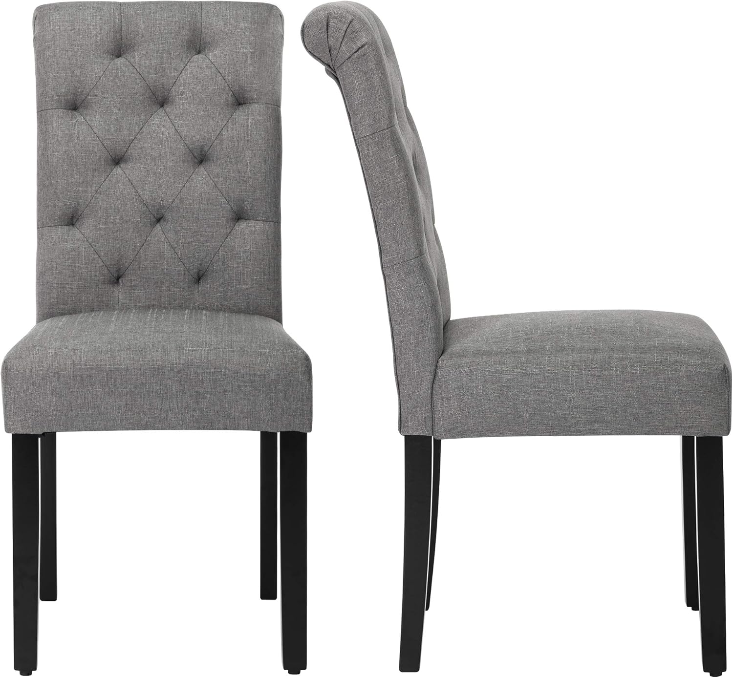 NOBPEINT Grey Tufted Dining Chair – Upholstered High Back