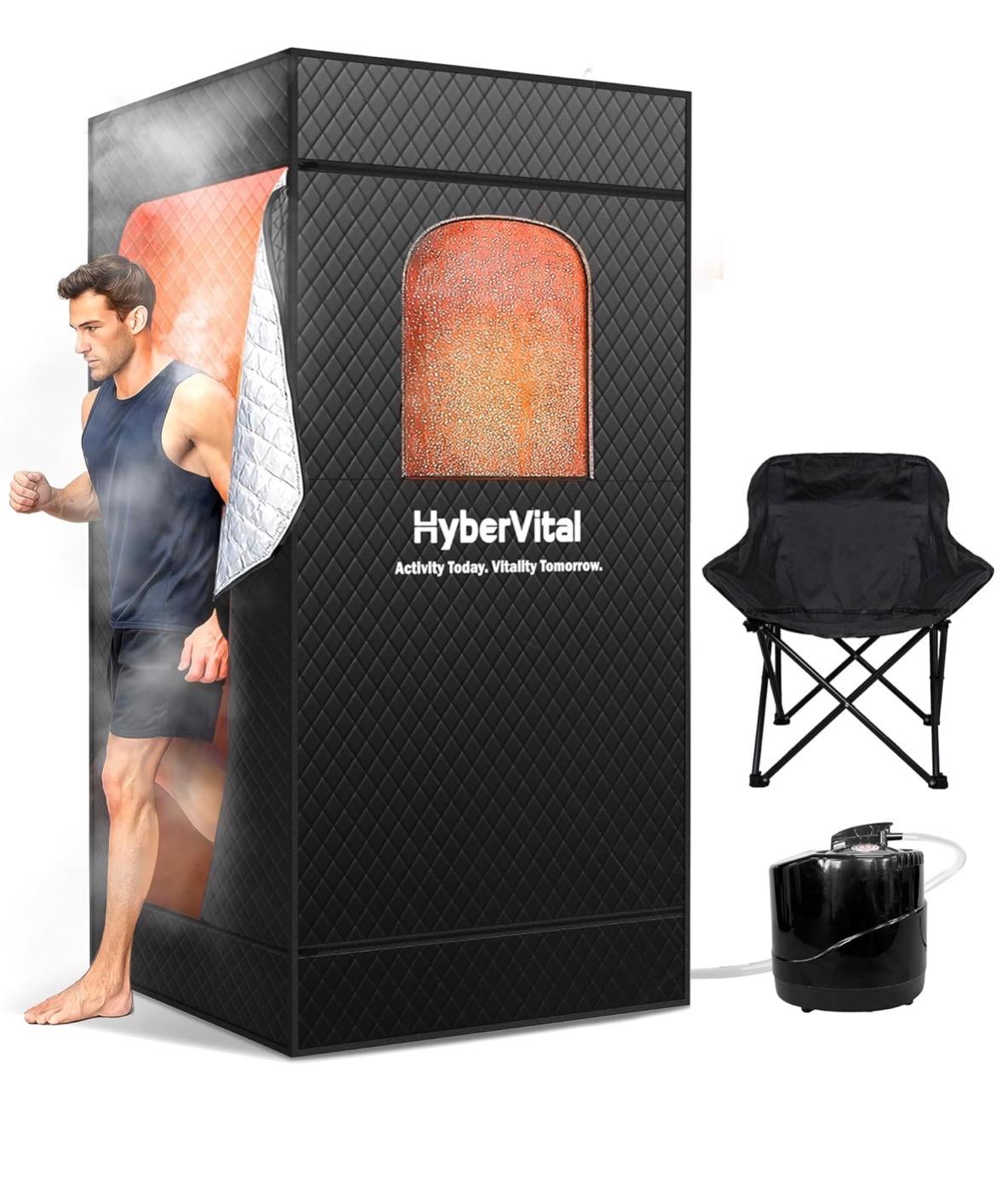 HyberVital Sauna Box, Portable Steam Sauna, with 3.0L Steamer for Full Body SPA