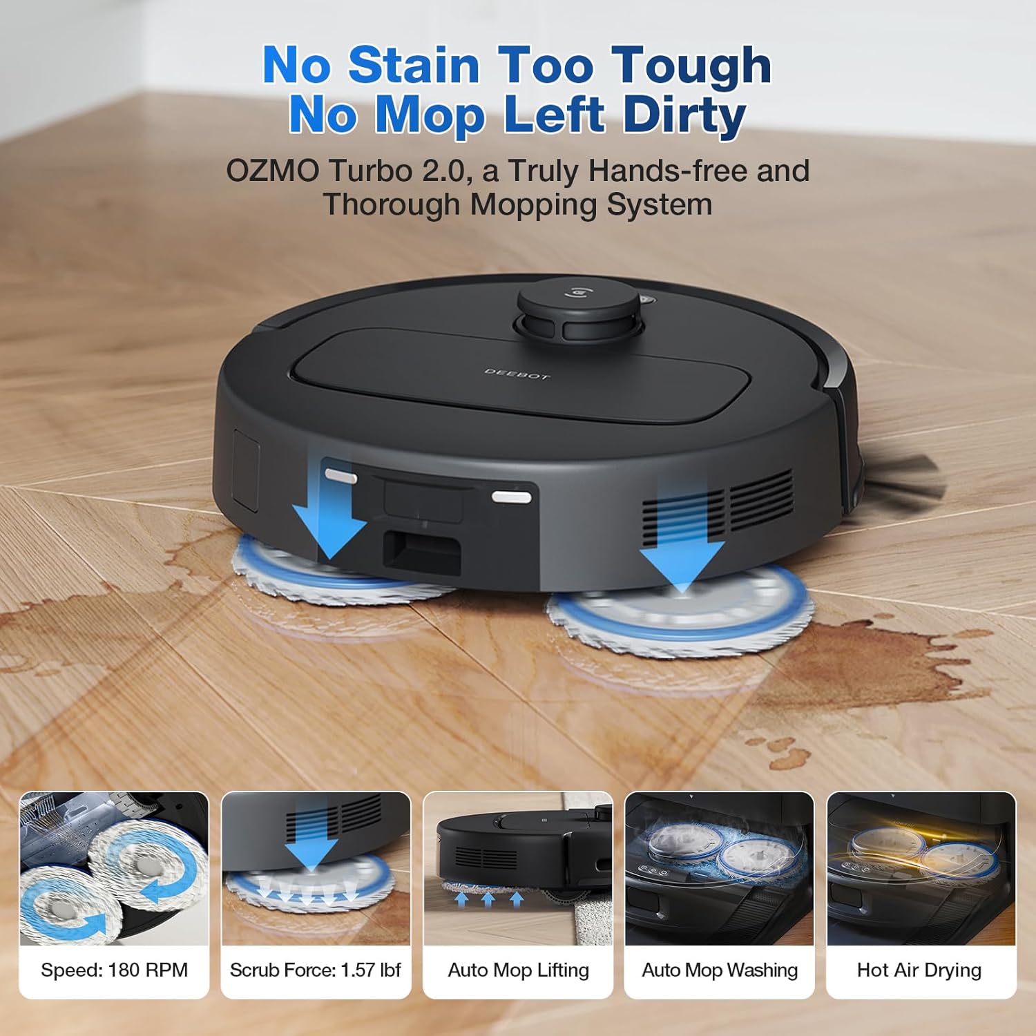 (Refurbished) ECOVACS DEEBOT N30 OMNI – 10000Pa Suction, ZeroTangle 2.0, Auto-Lift Mop Robot Vacuum