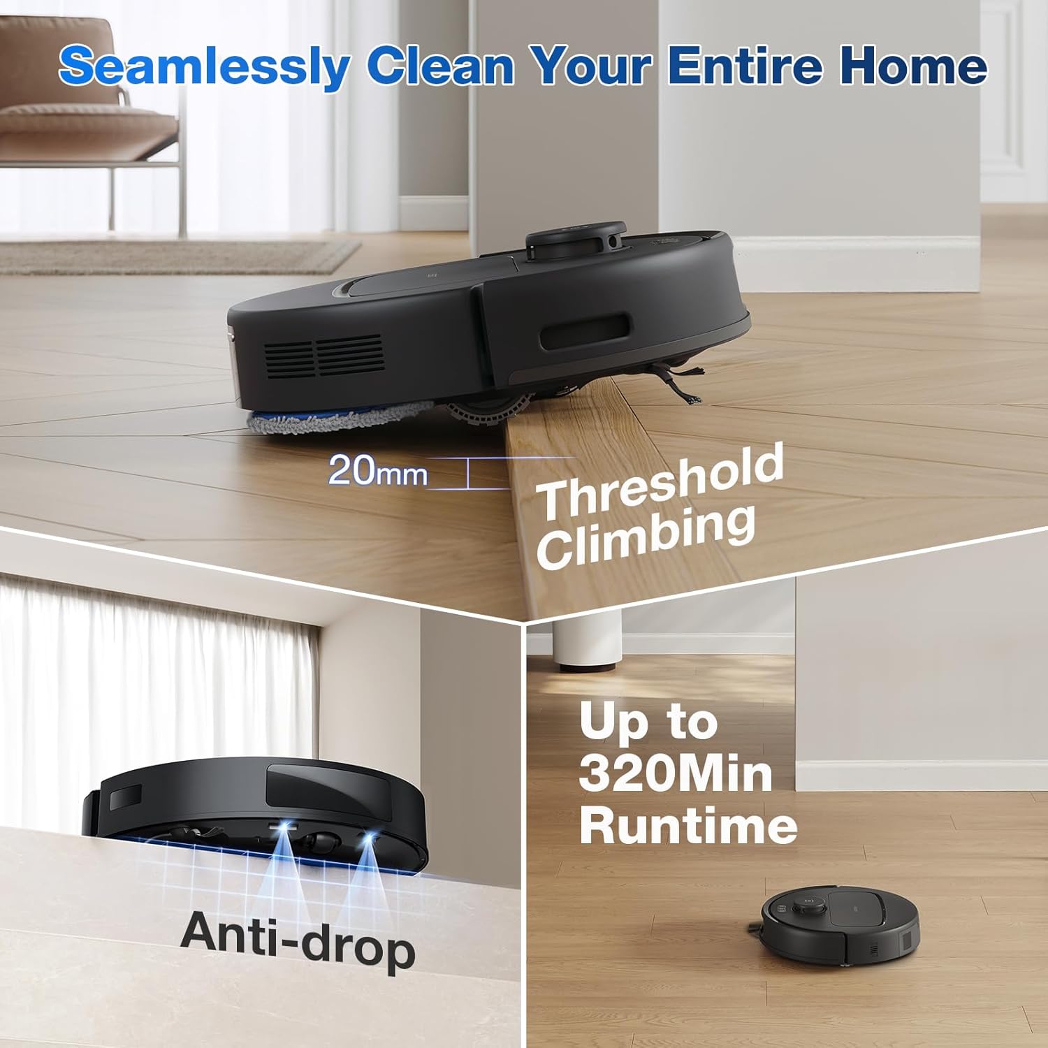 (Refurbished) ECOVACS DEEBOT N30 OMNI – 10000Pa Suction, ZeroTangle 2.0, Auto-Lift Mop Robot Vacuum