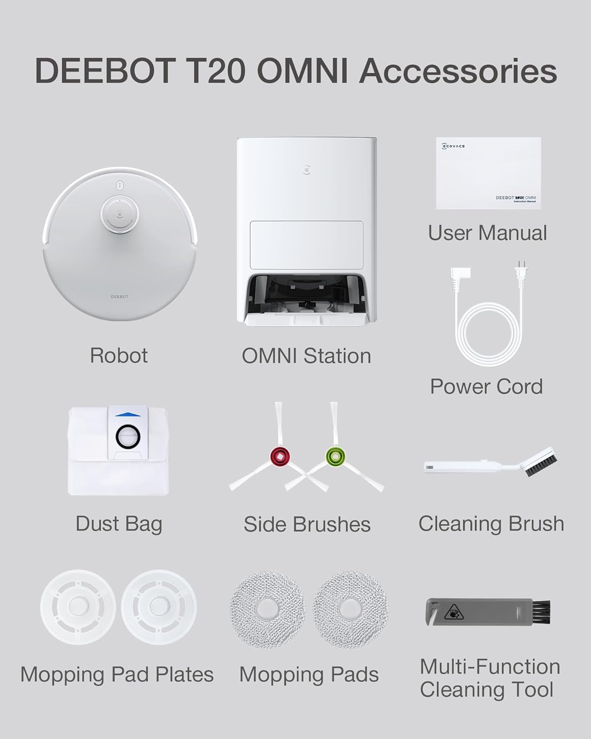 (Refurbished) ECOVACS DEEBOT T20 Omni – Robot Vacuum & Mop with Hot Water Wash & Auto-Empty Dock