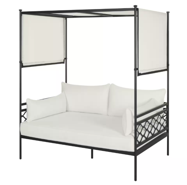 Outdoor Day Bed with White Cushions & Aluminum Frame