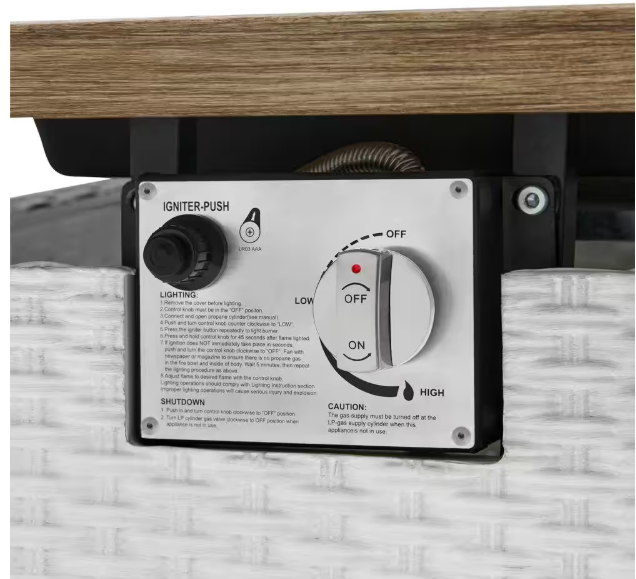 Tucson 30" White Steel Propane Fire Pit Table – 50,000 BTU with Lava Rocks & Wood-Look Tile Top