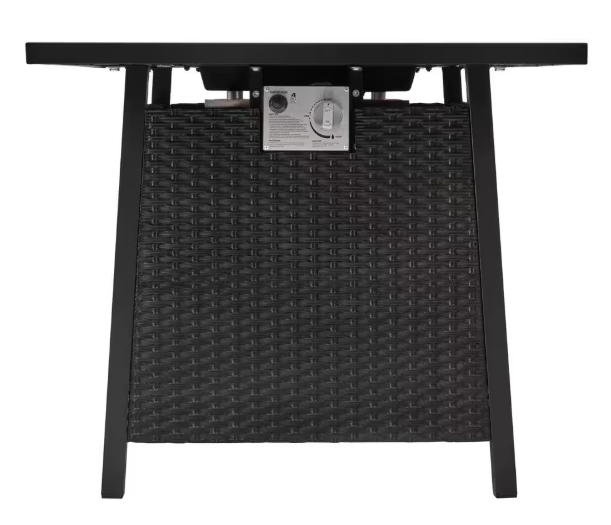 Tucson 30 in. Black Steel Propane Fire Pit Table – 50,000 BTU with Lava Rocks & Ceramic Tile Top
