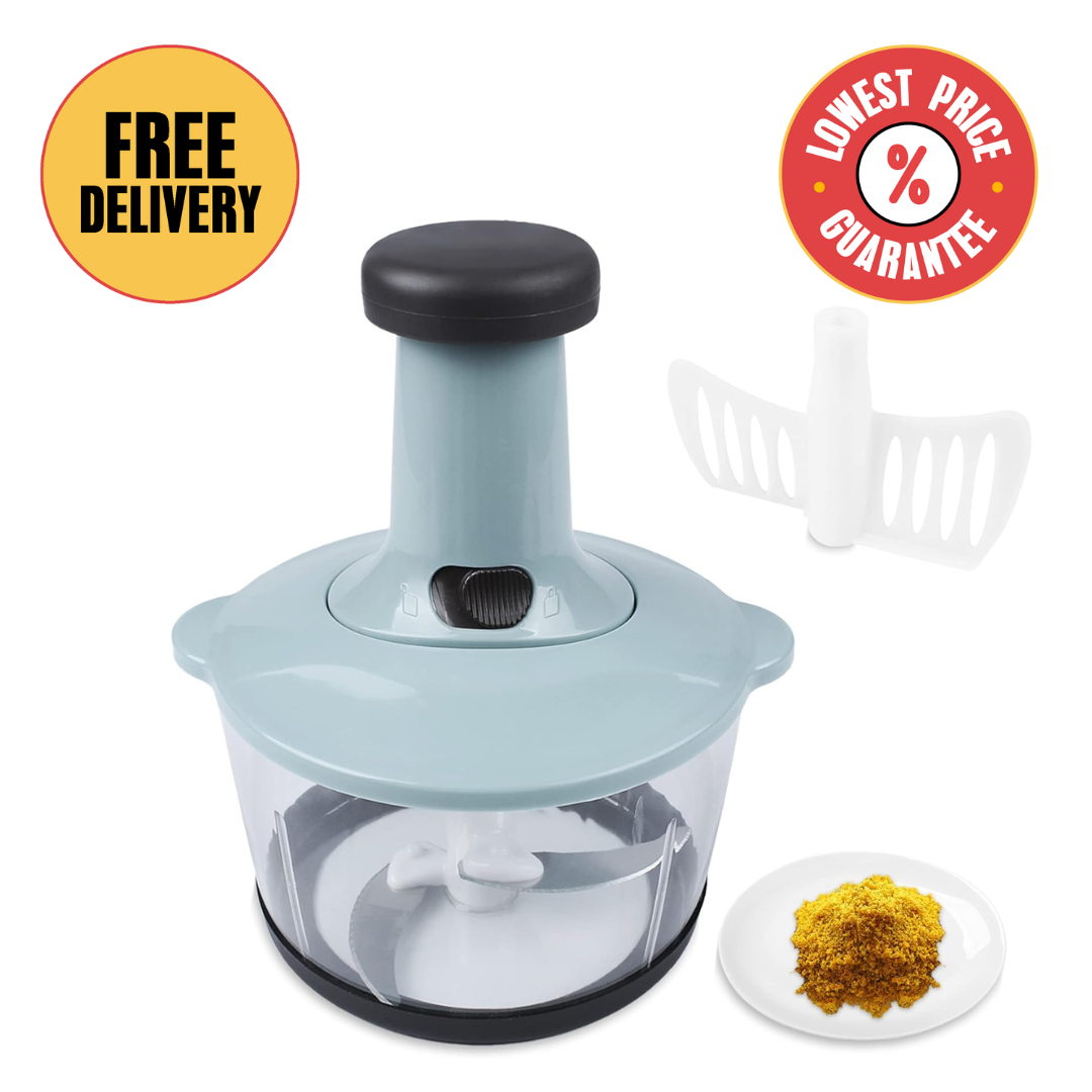 Manual Vegetable Chopper – Multi-Function, Large Capacity | Stainless Steel Blades & Safety Lock