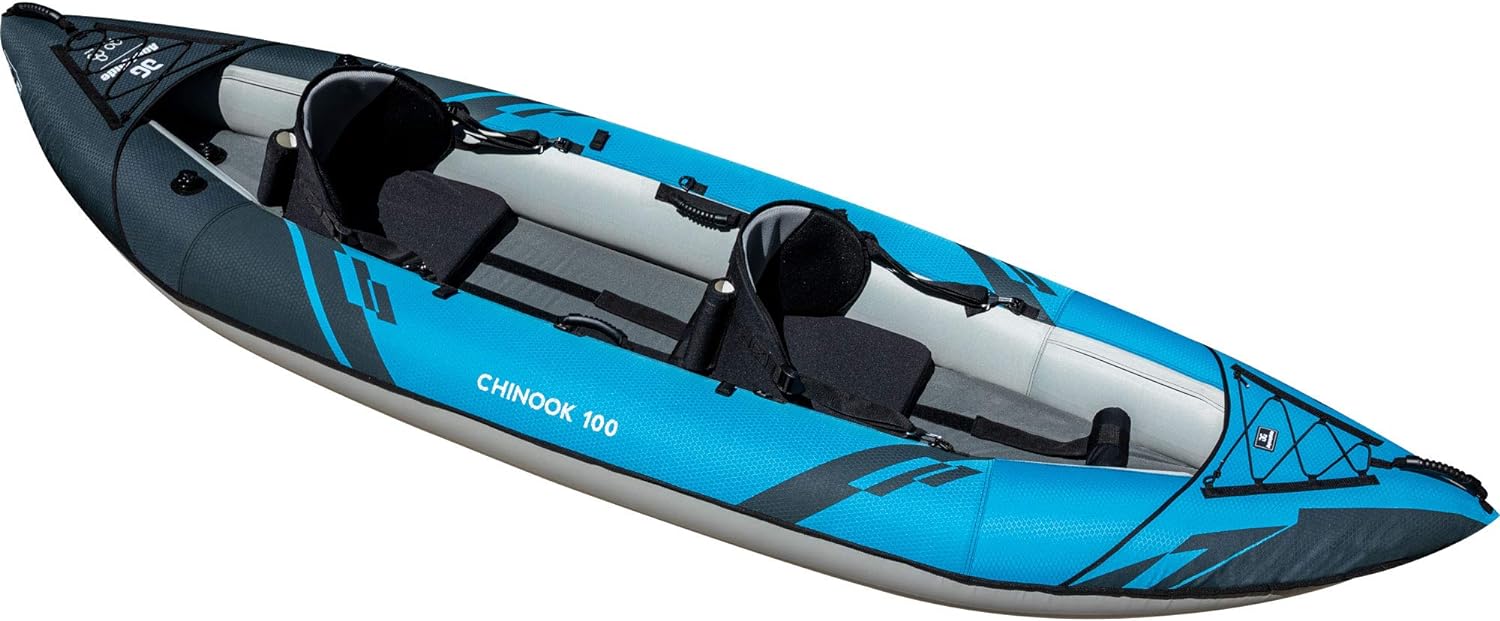 Aquaglide Chinook 100 Inflatable Kayak – 10 FT 2-Person Packable Kayak with Seats, Fin & Storage Bag