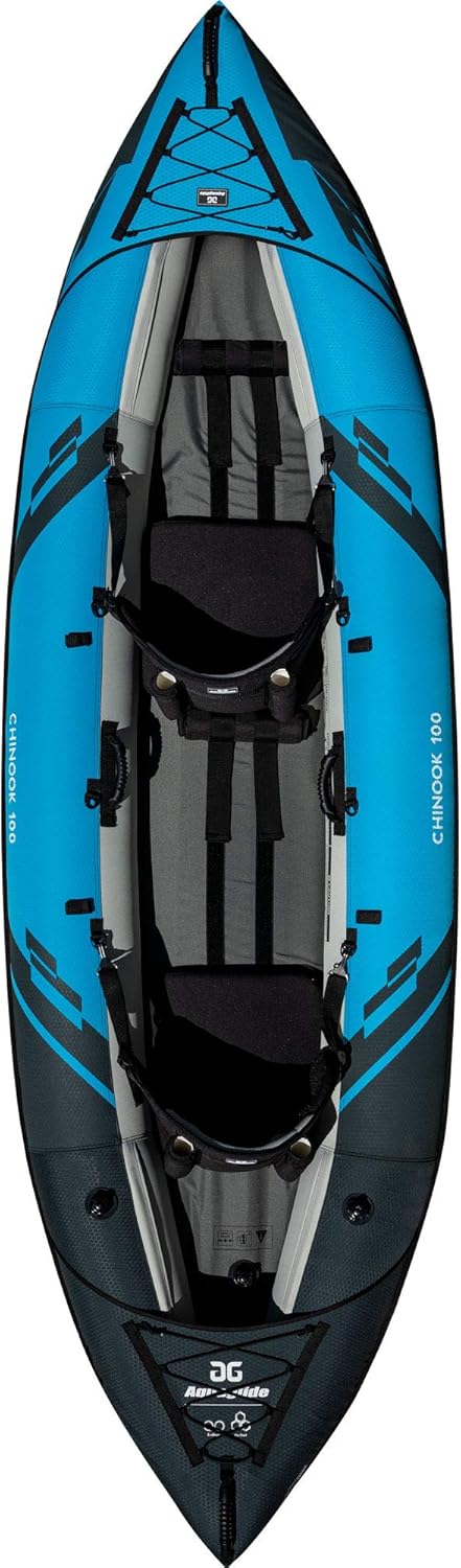 Aquaglide Chinook 100 Inflatable Kayak – 10 FT 2-Person Packable Kayak with Seats, Fin & Storage Bag