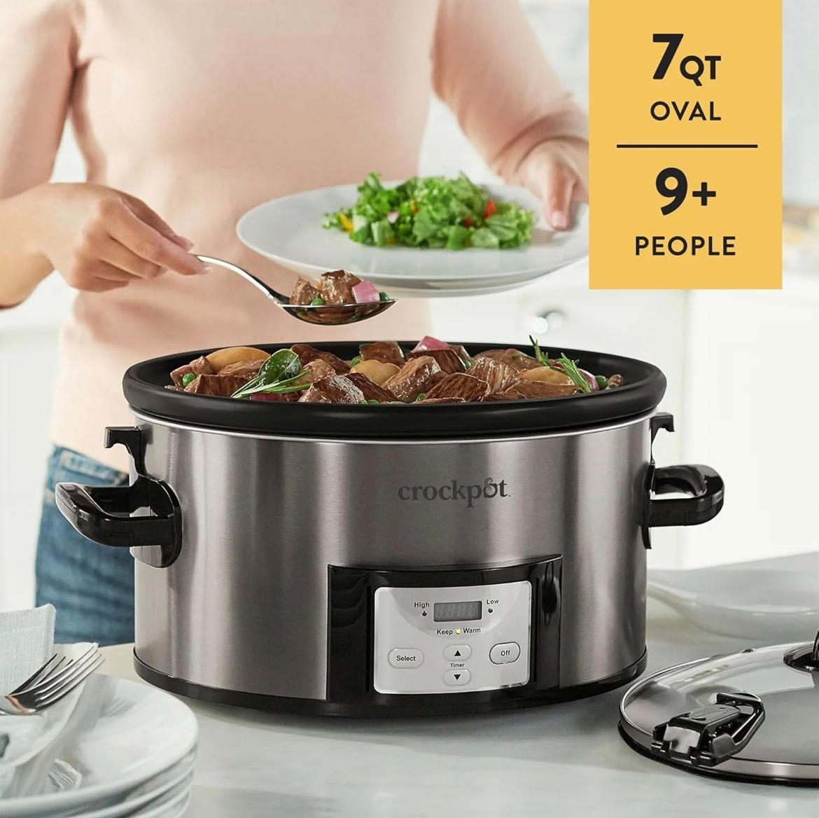 Crock-Pot® 7-Quart Easy-to-Clean Cook & Carry® Slow Cooker, Black Stainless Steel