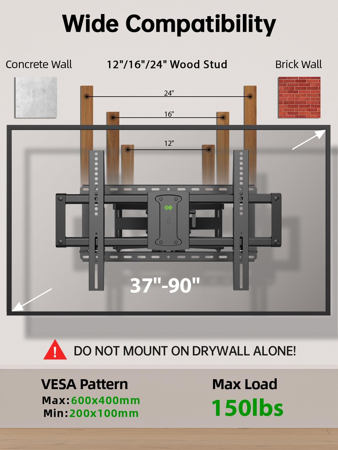 USX MOUNT Full Motion TV Wall Mount for 37