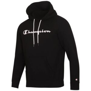 Champion Sweat à capuche Powerblend pour homme, grand et grand, logo script. BLACK/WHITE